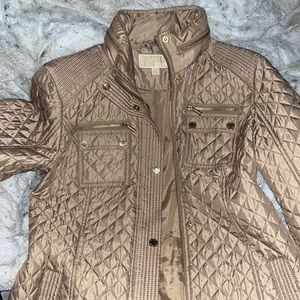 (M) gold w/ light tan winter coat with built in hoodie